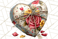 Vintage Valentine Gift Boxes Clipart PNG, Romantic Heart Product Image 2