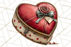 Vintage Valentine Gift Boxes Clipart PNG, Romantic Heart Product Image 4