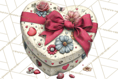 Vintage Valentine Gift Boxes Clipart PNG, Romantic Heart Product Image 2
