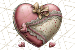 Vintage Valentine Gift Boxes Clipart PNG, Romantic Heart Product Image 3