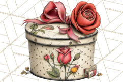 Vintage Valentine Gift Boxes Clipart PNG, Romantic Heart Product Image 5