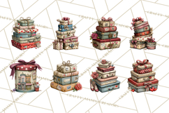 Vintage Valentine Gift Boxes Clipart PNG, Romantic Heart Product Image 5