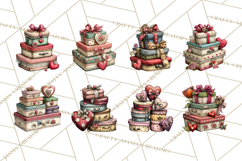 Vintage Valentine Gift Boxes Clipart PNG, Romantic Heart Product Image 6