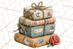 Vintage Valentine Gift Boxes Clipart PNG, Romantic Heart Product Image 2