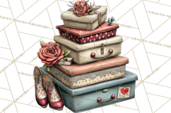 Vintage Valentine Gift Boxes Clipart PNG, Romantic Heart Product Image 3