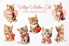 Vintage Valentine Cats PNG Clipart Bundle - 9 Retro Kitten Product Image 1