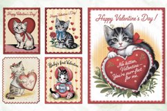 Vintage Valentine Kitty Card Illustration Clipart Product Image 4