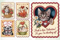 Vintage Valentine Kitty Card Illustration Clipart Product Image 3
