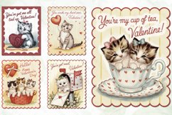 Vintage Valentine Kitty Card Illustration Clipart Product Image 2