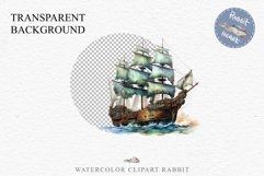 Vintage Victorian Wooden Ship Clipart Antique Nautical PNG Art Watercolor Transparent wedding invitation shirt designs sublimation printable bloom architecture