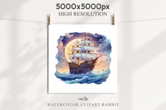 Vintage Victorian Wooden Ship Clipart Night Nautical PNG Art Watercolor Transparent wedding invitation shirt designs sublimation printable bloom architecture Antique Victorian wooden ship clipart, vintage nautical, 19th-century ship art, oceanic decor