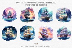 Antique Victorian wooden ship clipart, vintage nautical, 19th-century ship art, oceanic decor Vintage Victorian Wooden Ship Clipart Night Nautical PNG Art Watercolor Transparent wedding invitation shirt designs sublimation printable bloom architecture