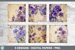 Bundle of six Decoupage Violets Paper Backgrounds designs.