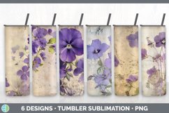 Bundle of six Decoupage Violets Tumbler designs.