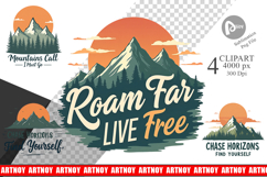 Vintage Wanderlust Quotes Clipart Product Image 1