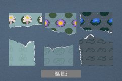 Vintage Water Lily Flowers Pattern Torn Paper Product Image 1