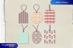 Vintage Water Lily Flowers Patterned Shaped Tag Product Image 1