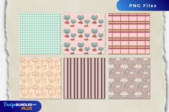 Vintage Water Lily Flowers Seamless Pattern Paper Packs Product Image 1