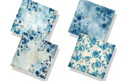 Vintage Watercolor Blue Floral Seamless Digital Paper Bundle Product Image 6