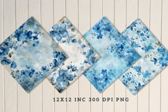 Vintage Watercolor Blue Floral Seamless Digital Paper Bundle Product Image 2