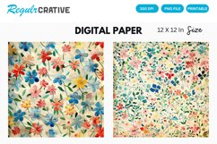 Vintage Watercolor Ditsy Spring Flowers Digital Paper Product Image 1