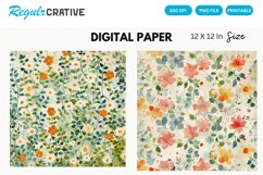 Vintage Watercolor Ditsy Spring Flowers Digital Paper Product Image 1