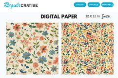Vintage Watercolor Ditsy Spring Flowers Digital Paper Product Image 1