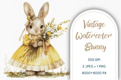 Vintage Watercolor Easter Bunny Rabbit Girl Product Image 1