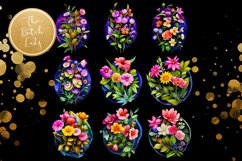 Botanical Flower Sticker Clipart Set - 33 .PNG Files Product Image 5
