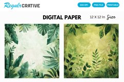 Vintage Watercolor Greenery Hippie Digital Paper Product Image 1