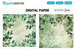 Vintage Watercolor Greenery Digital Paper Product Image 1