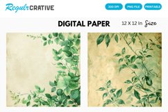 Vintage Watercolor Greenery Digital Paper Product Image 1
