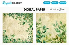 Vintage Watercolor Greenery Digital Paper Product Image 1