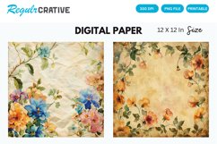 Vintage Watercolor Pink Roses Digital Paper Product Image 1