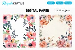 Vintage Watercolor Pink Roses Digital Paper Product Image 1