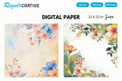 Vintage Watercolor Pink Roses Digital Paper Product Image 1