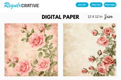 Vintage Watercolor Roses Digital Paper, Watercolor Roses PNG Product Image 1