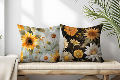 vintage watercolor sunflowers and daisies Digital Paper Product Image 2