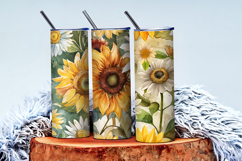 vintage watercolor sunflowers and daisies Digital Paper Product Image 3