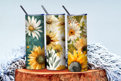 vintage watercolor sunflowers and daisies Digital Paper Product Image 3