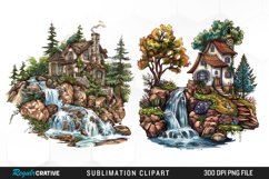 Vintage Waterfall Cottage Sublimation Clipart Product Image 1