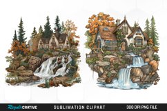 Vintage Waterfall Cottage Sublimation Clipart Product Image 1