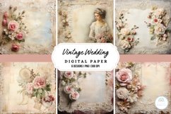 Vintage Wedding Sublimation Background Digital Paper Product Image 1