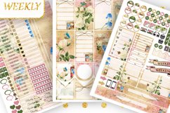 PRINTABLE Weekly Planner Stickers Vintage background Kit Product Image 2