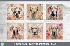 Bundle of six Decoupage Weimaraner Paper Backgrounds designs.
