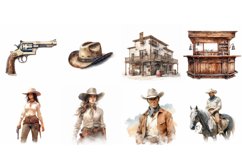 Vintage Wild Western Clipart set of 21 Elements Product Image 2