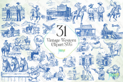 Vintage Western Clipart SVG Product Image 1