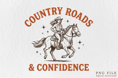 Vintage Western Cowgirl Sublimation PNG Product Image 1