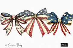 Whimsical 4th Of July Bows | 4th Of July PNG Product Image 1