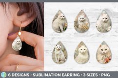 Bundle of six Decoupage White Cats Teardrop Earrings designs.